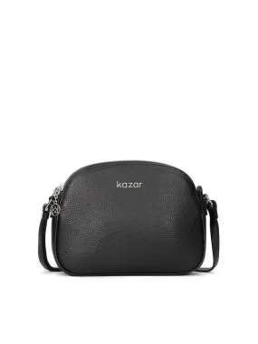 Petit sac à bandoulière en cuir de parement de couleur noire 